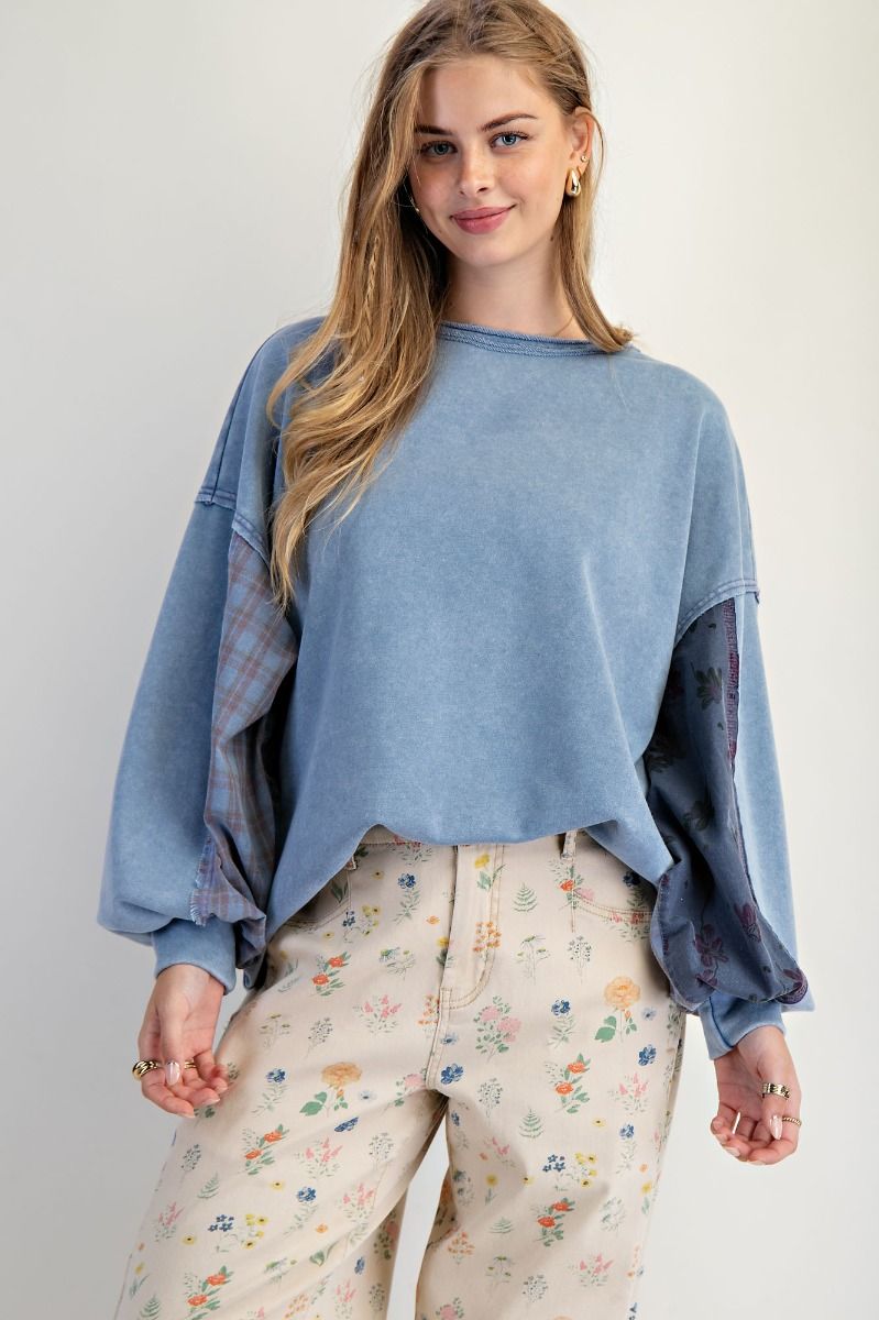 Dolman Long Sleeve Washed Terry Pullover