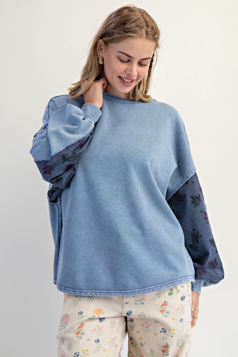 Dolman Long Sleeve Washed Terry Pullover