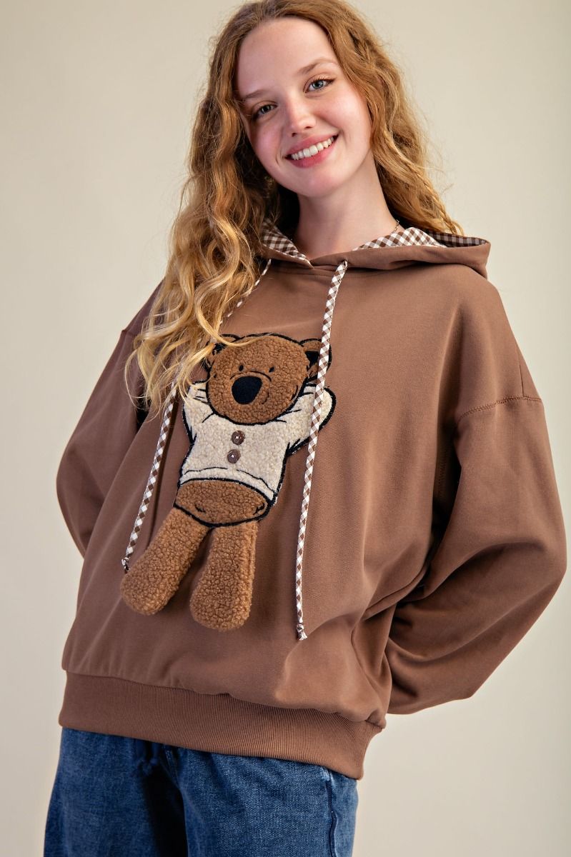 Teddy Bear Patch Pullover Hoodie
