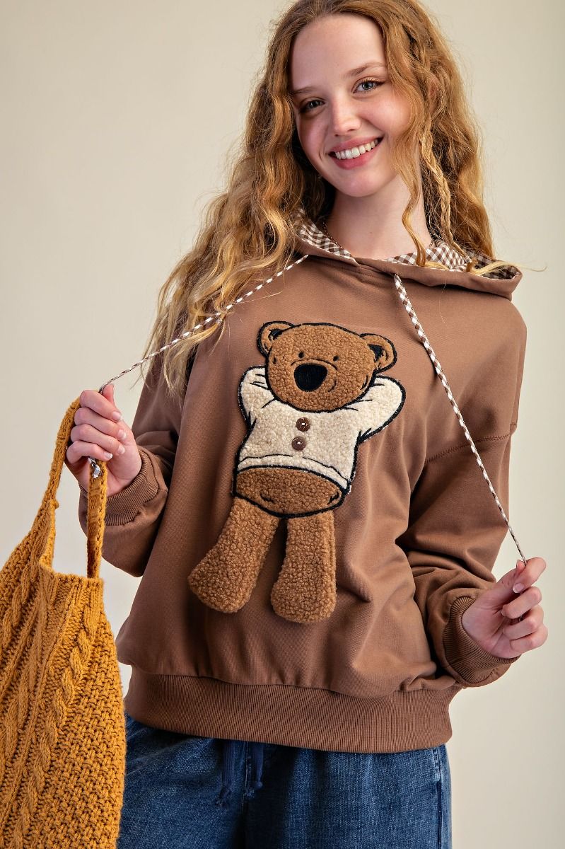 Teddy Bear Patch Pullover Hoodie