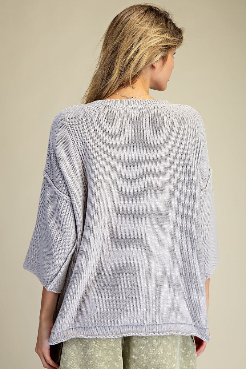 Washed Knitted Loose Fit Sweater