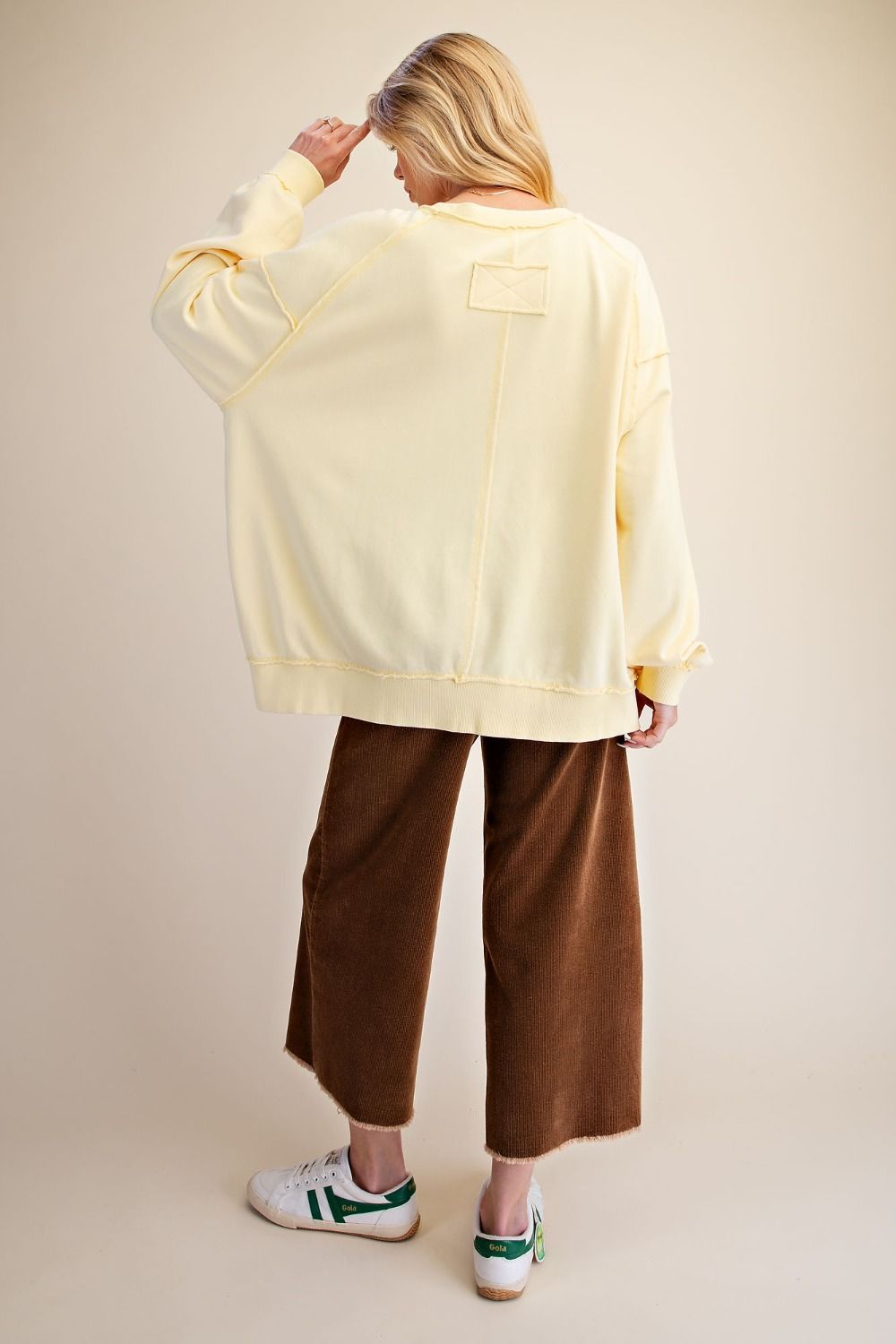 Floral Patched Washed Terry Pullover