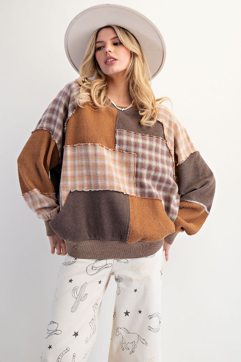 Patchwork Mineral Washed Pullover
