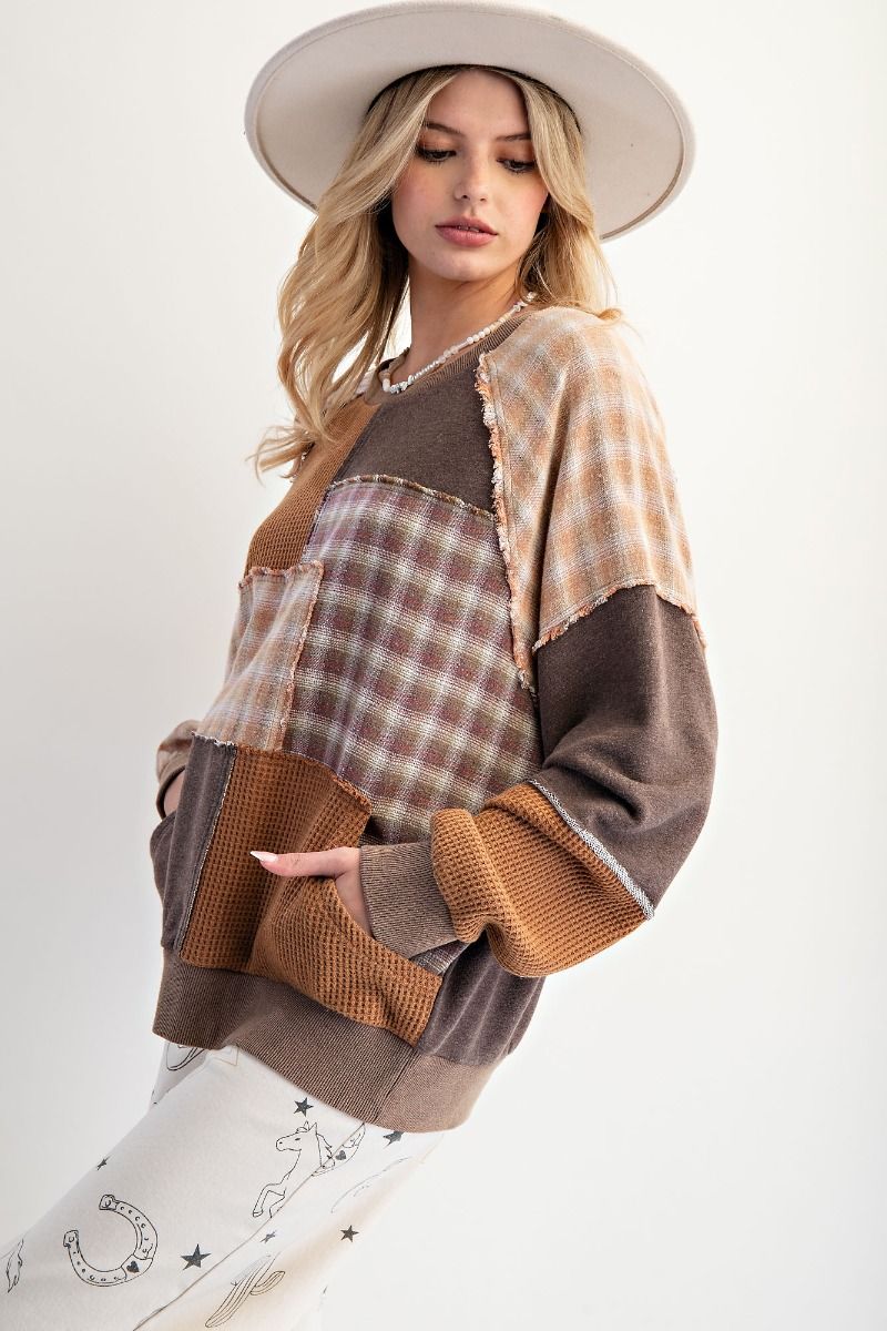 Patchwork Mineral Washed Pullover