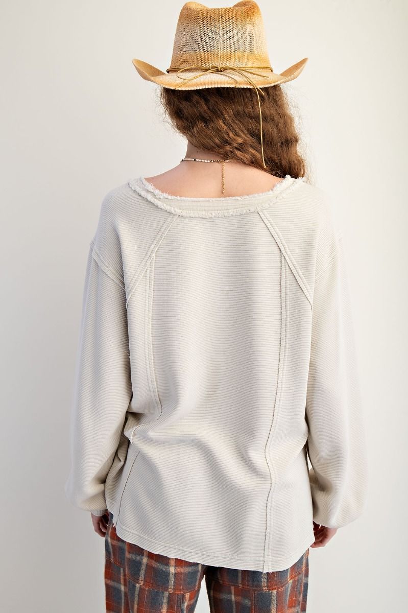 Textured Thermal Washed Henely Top