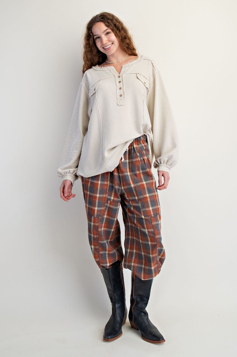 Textured Thermal Washed Henely Top