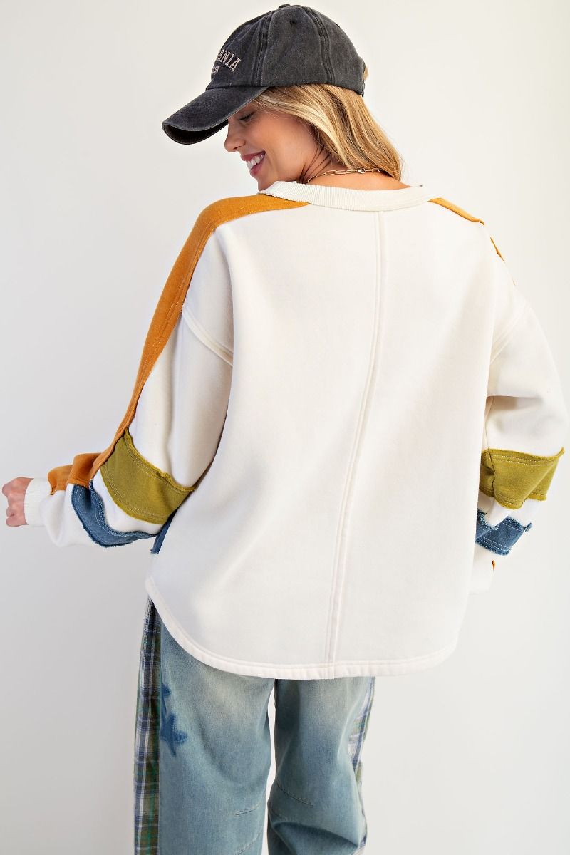 Star Patch Front Soft Washed Fleece Pullover