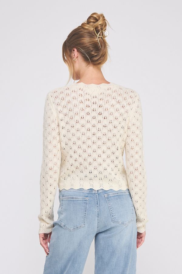 Pointelle Tie Cardigan