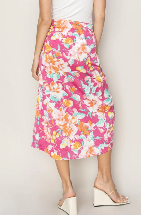 Floral Print Wrap And Tie Skirt