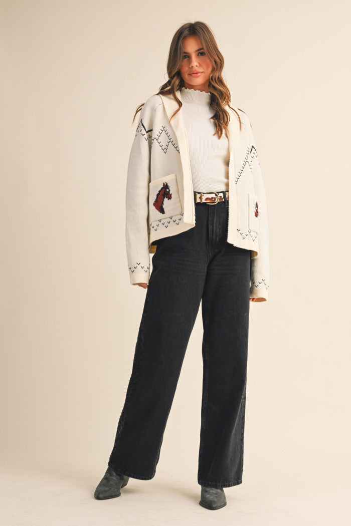 Horse Knit Sweater Cardigan