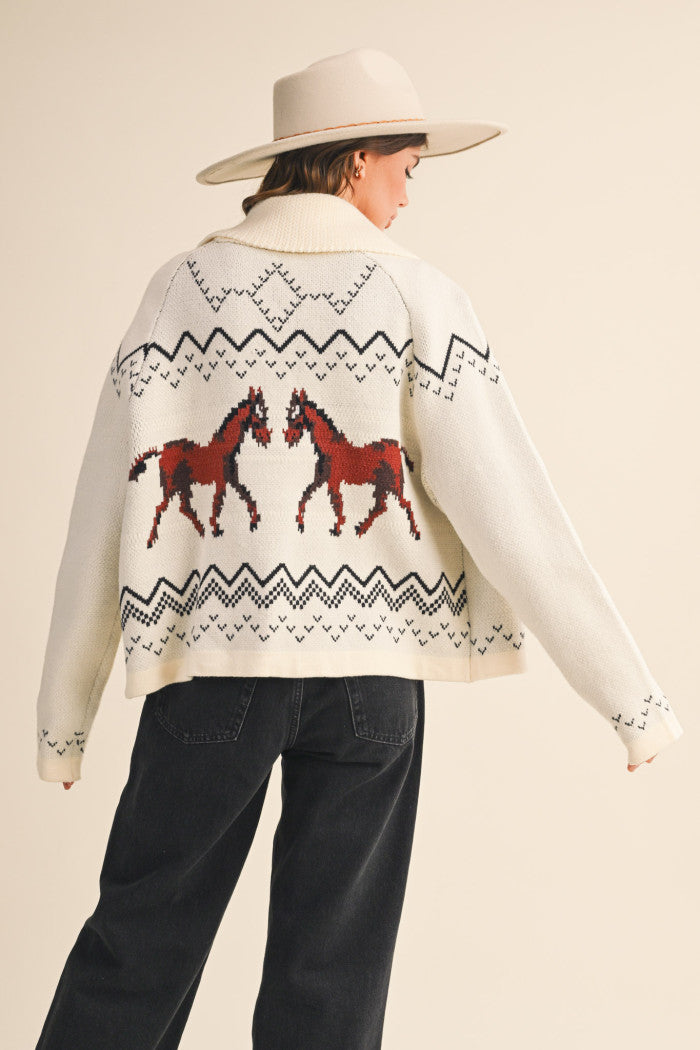 Horse Knit Sweater Cardigan