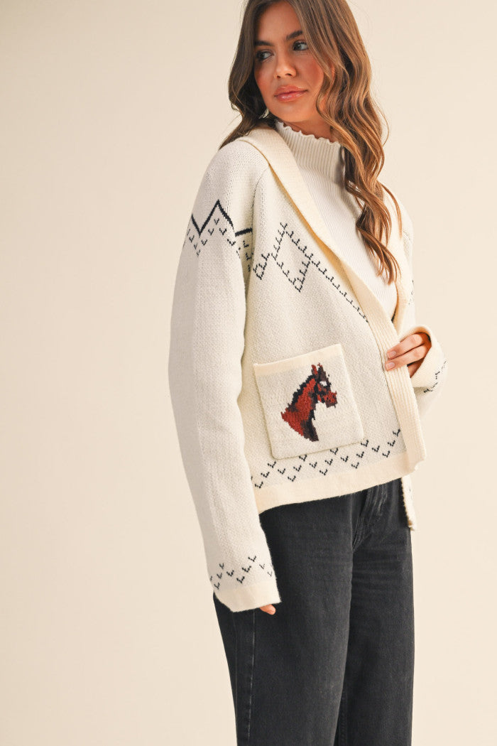Horse Knit Sweater Cardigan