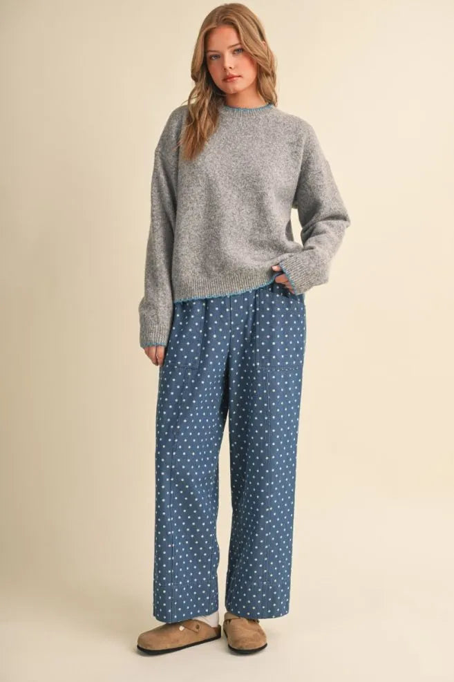 Scalloped Edge Long Sleeve Sweater
