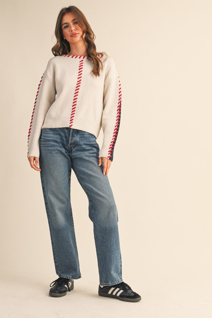 Whip Stitch Two-Tone Sweater