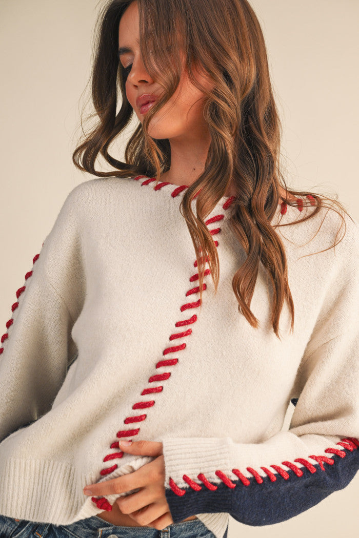 Whip Stitch Two-Tone Sweater