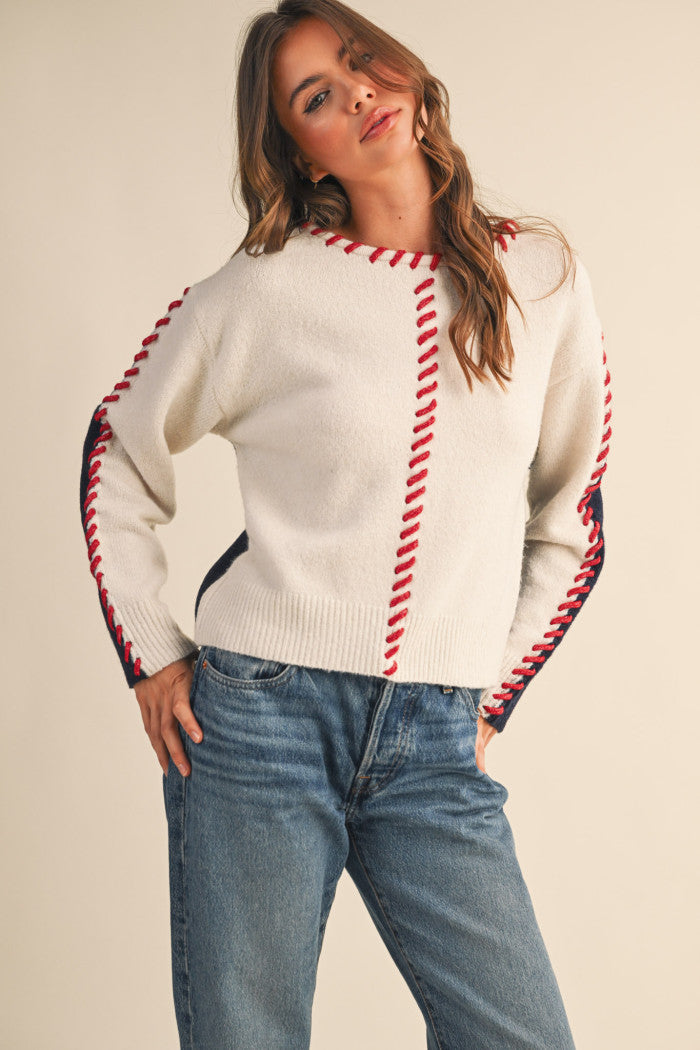 Whip Stitch Two-Tone Sweater