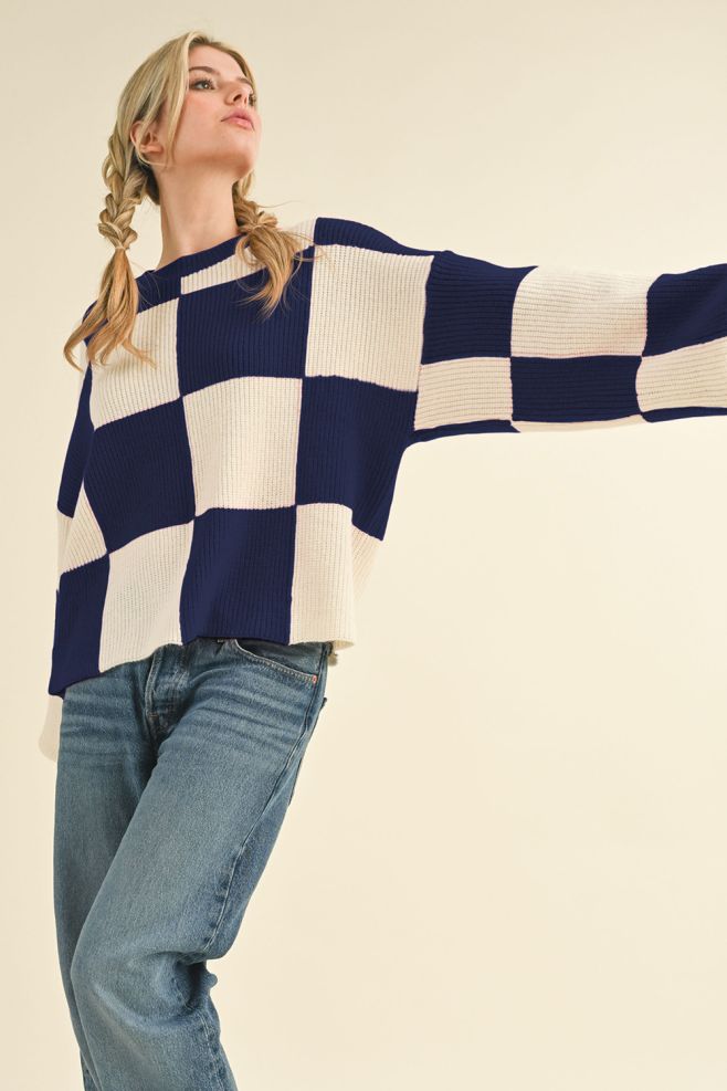 Oversized Checkerboard Pullover