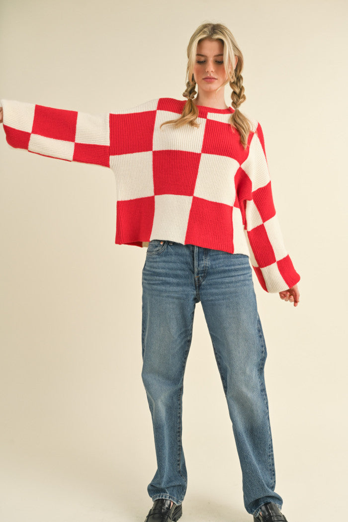 Oversized Checkerboard Pullover
