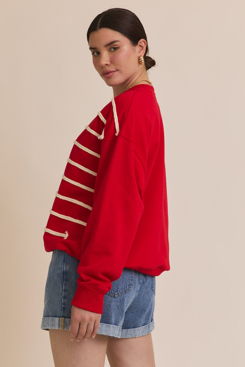 Crew Neck Long Sleeve USA Flag Novelty Sweatshirt