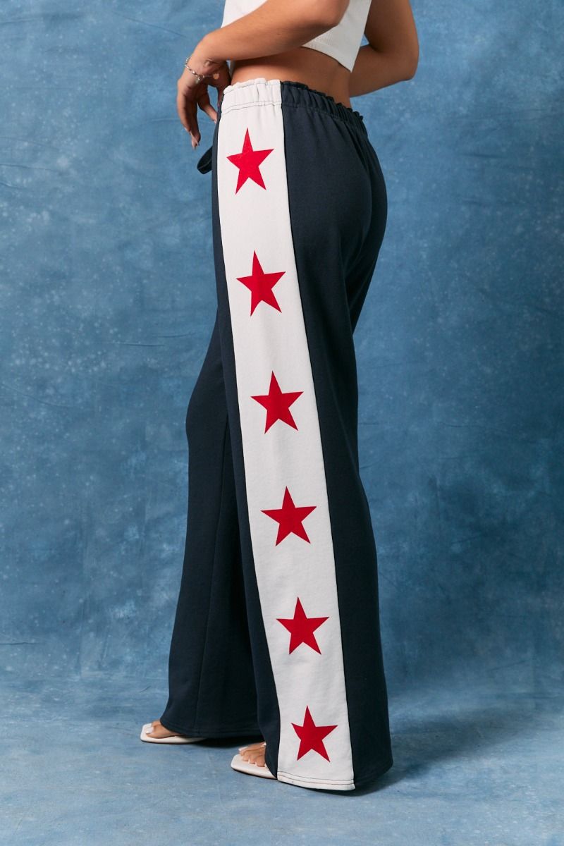 Star Print Wide Leg Pants