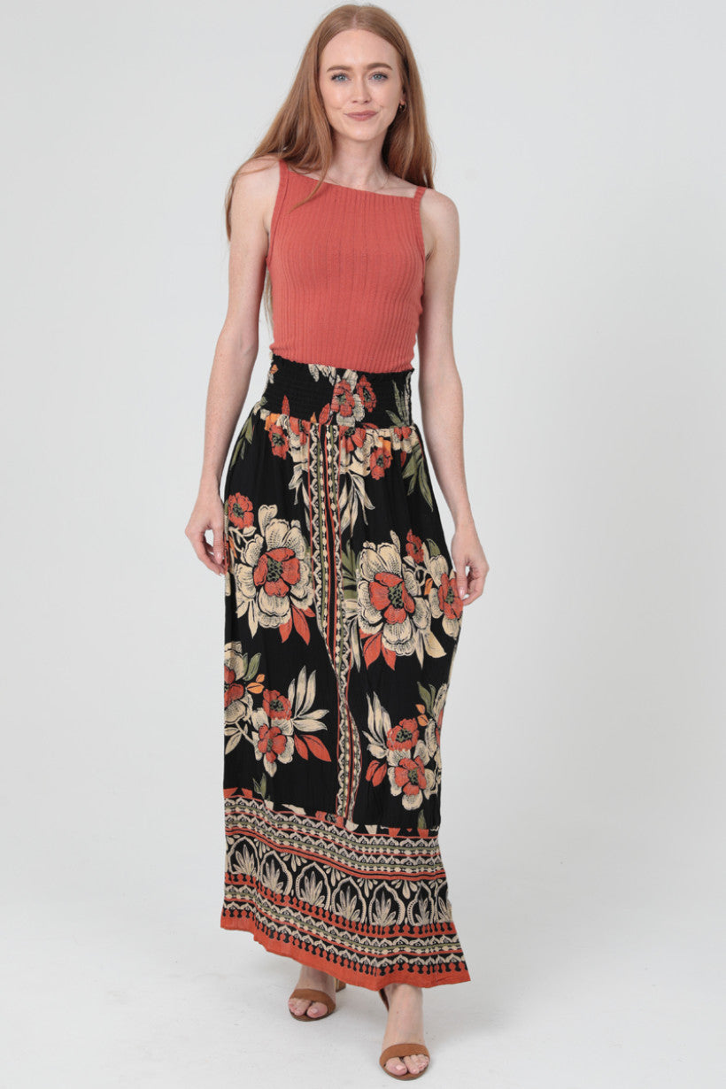 Smocked Waist Maxi Skirt
