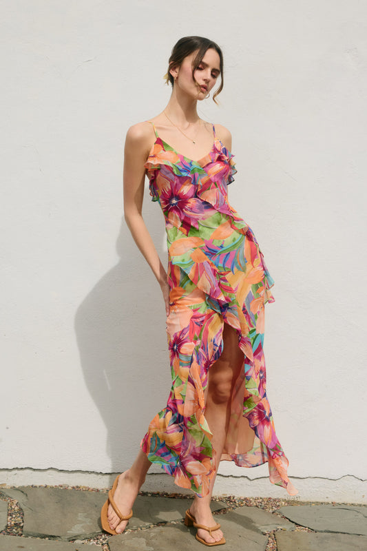 Love At First High Slit Tiered Maxi Dress