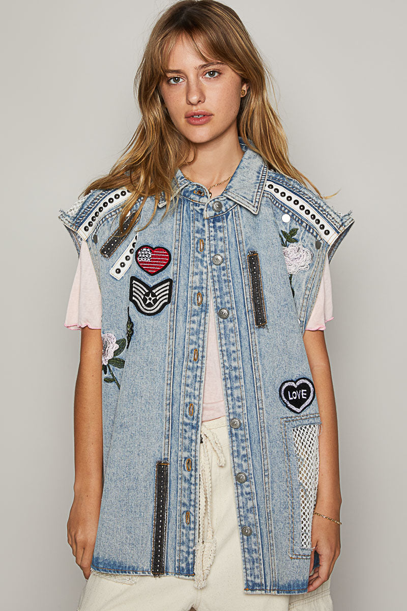 Sleeveless Overfit Denim Vest