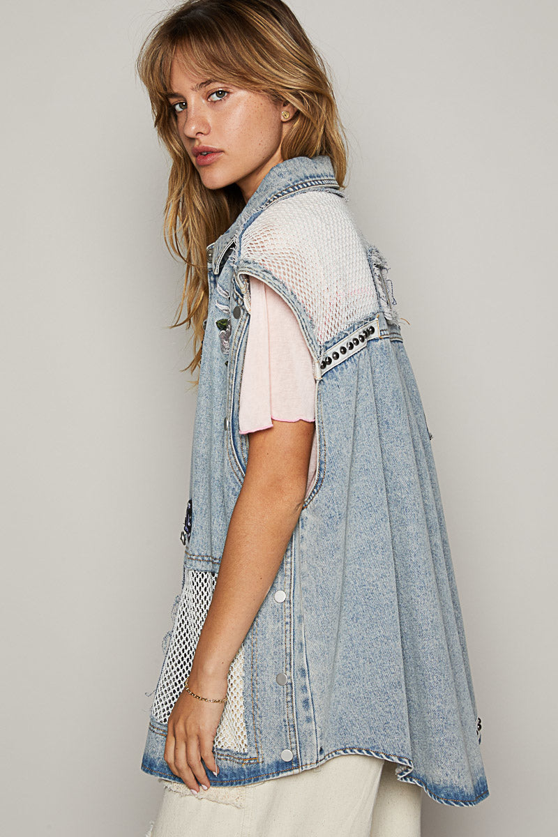 Sleeveless Overfit Denim Vest