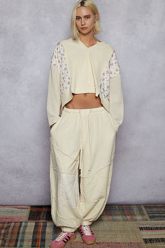 Thermal And Quilted Knit Cropped Fit Top