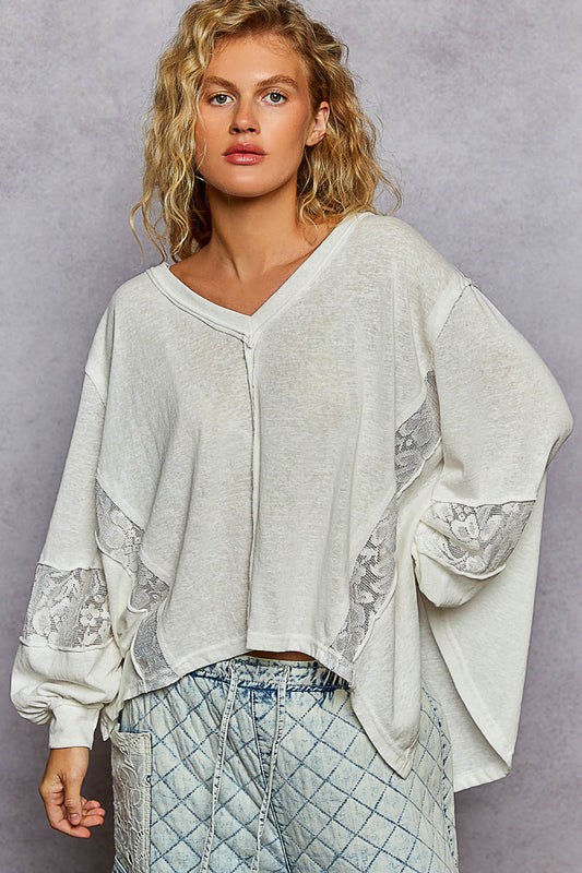 V-Neck Balloon Sleeve Relaxed Fit top