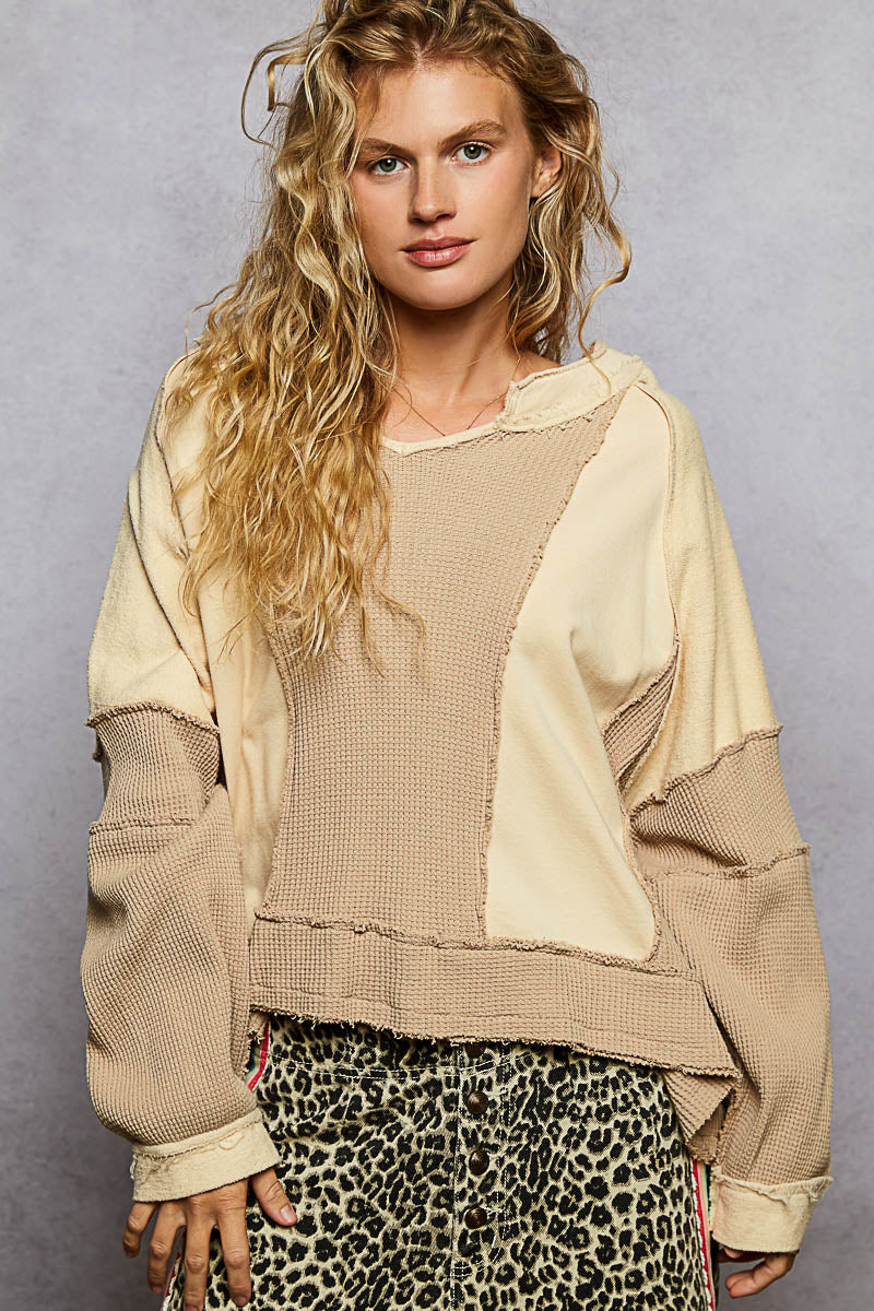 Notched Neck Oversized Fit Knit Top