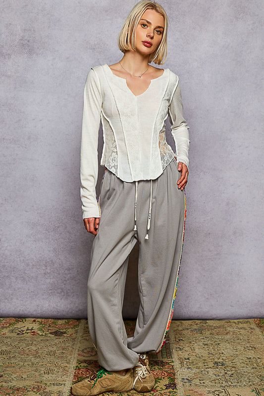 Round Neck Puffed Sleeve Roomy Fit Top