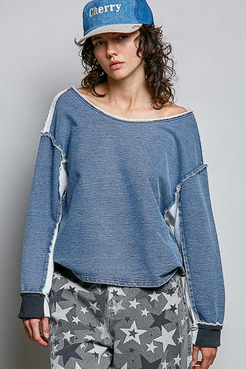 Vintage Wash French Terry Long Sleeve Top