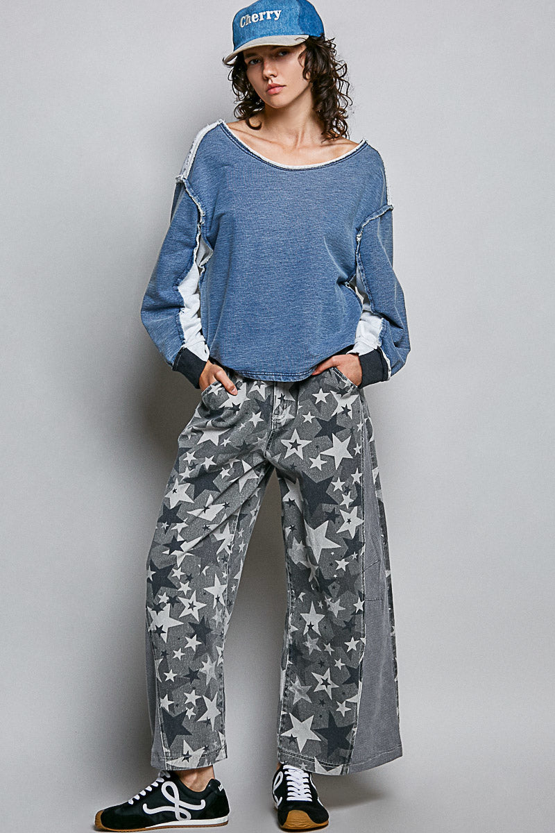 Vintage Wash French Terry Long Sleeve Top
