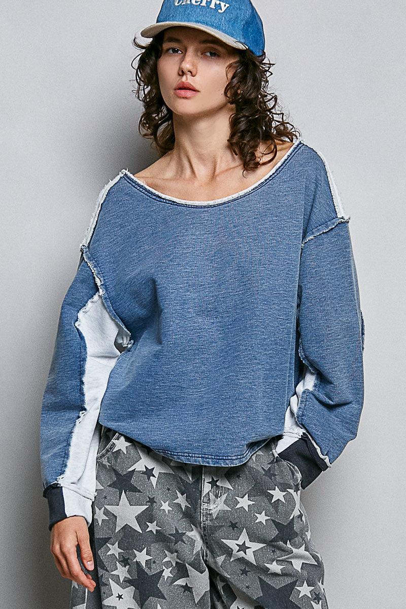 Vintage Wash French Terry Long Sleeve Top