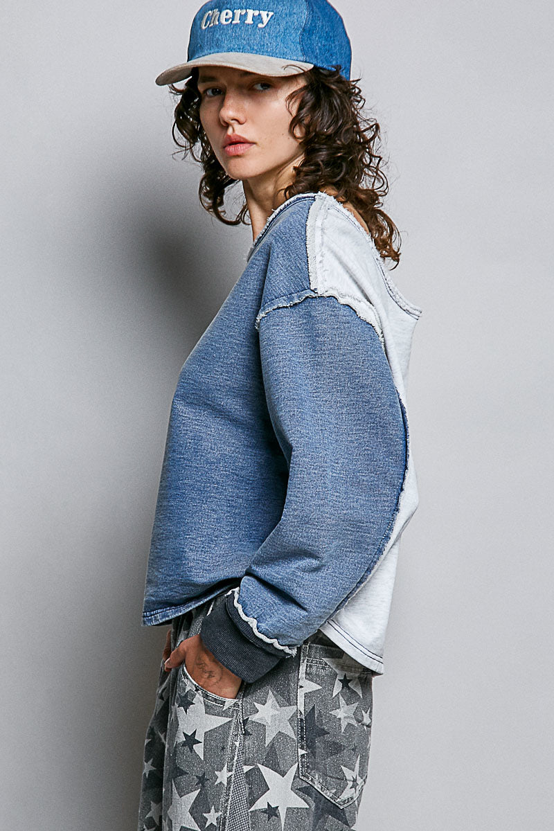 Vintage Wash French Terry Long Sleeve Top