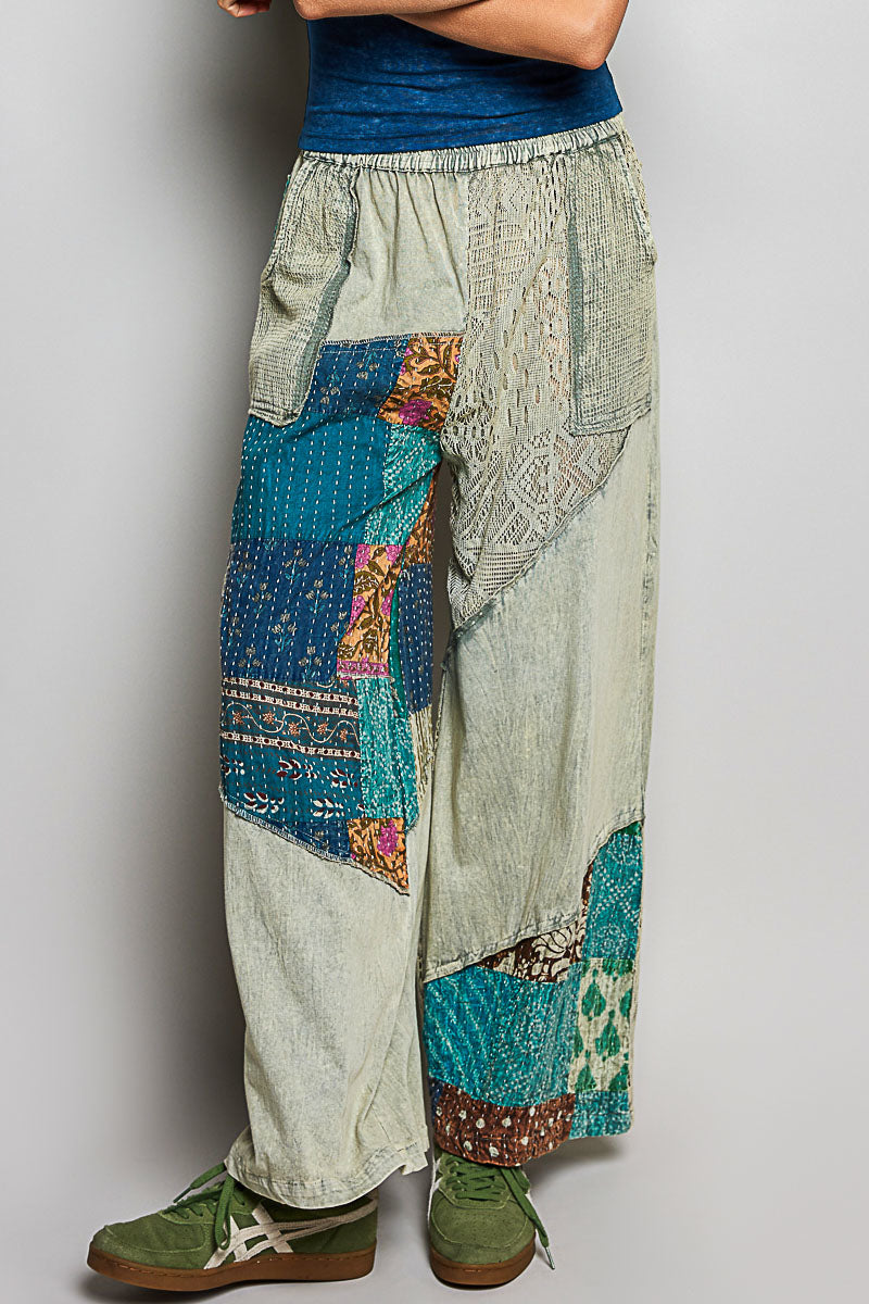 One-of-a-Kind Patchwork Wide Leg Pants