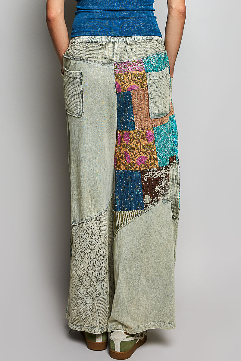 One-of-a-Kind Patchwork Wide Leg Pants