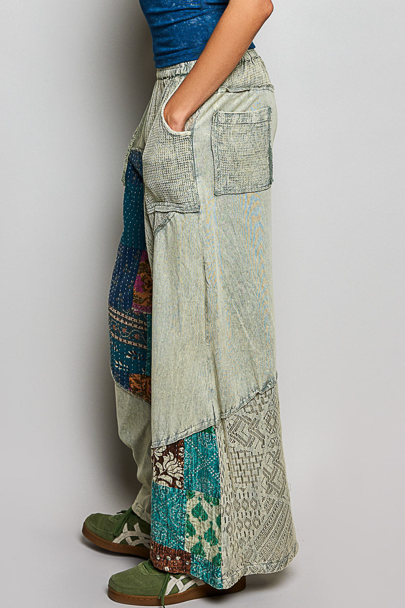One-of-a-Kind Patchwork Wide Leg Pants
