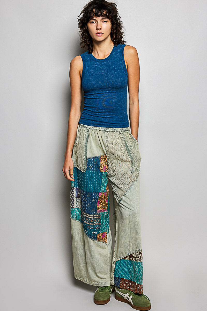 One-of-a-Kind Patchwork Wide Leg Pants