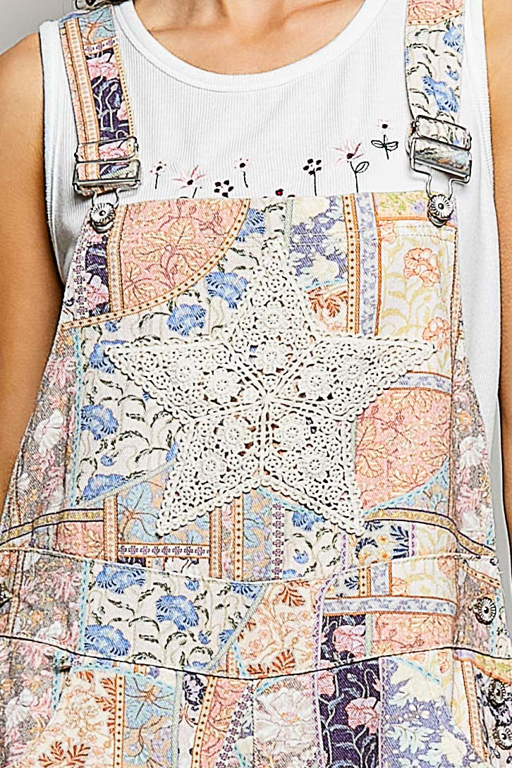 Wildflower Pearl Patchwork Overalls