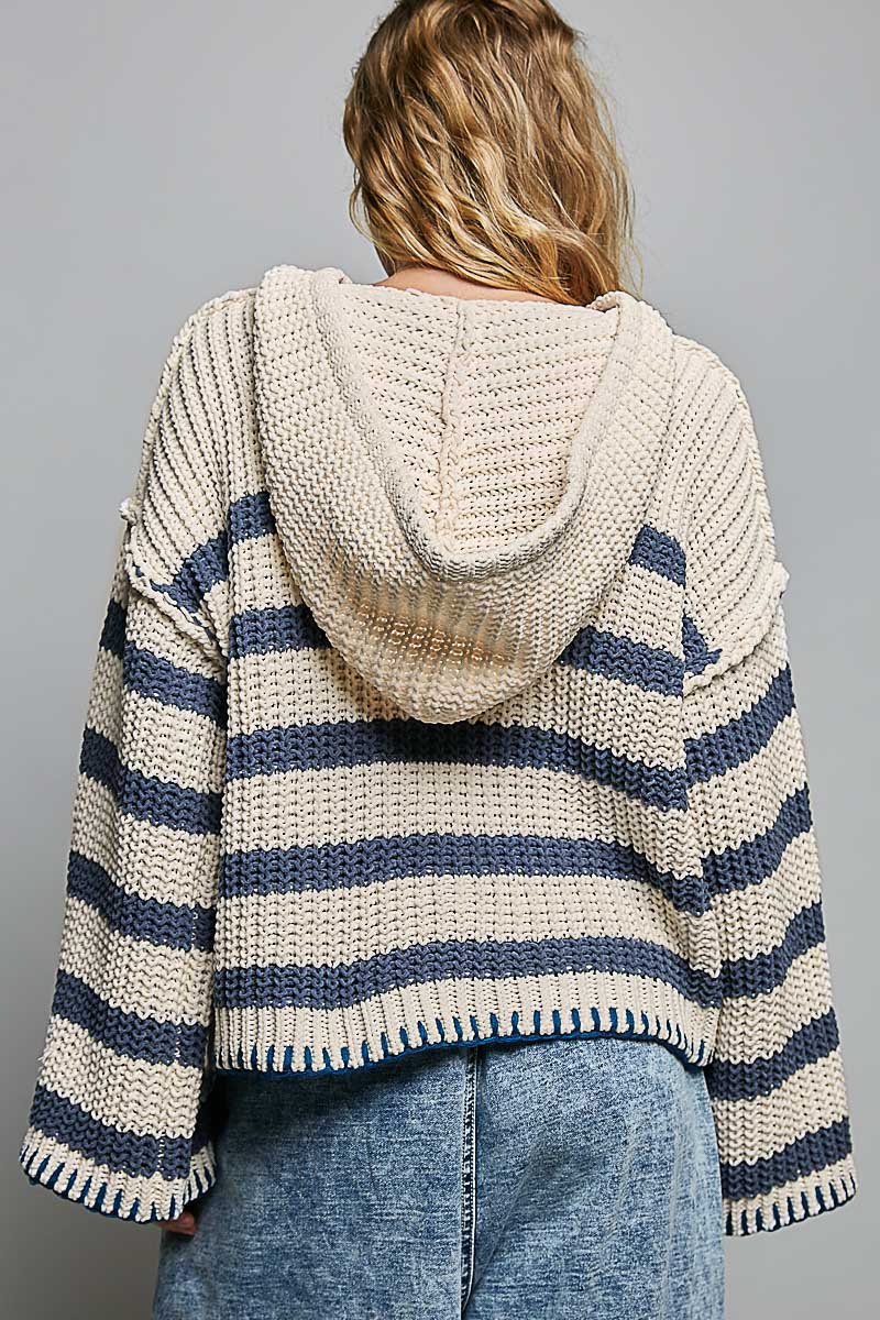 Long Sleeve Striped Hoodie Sweater Top