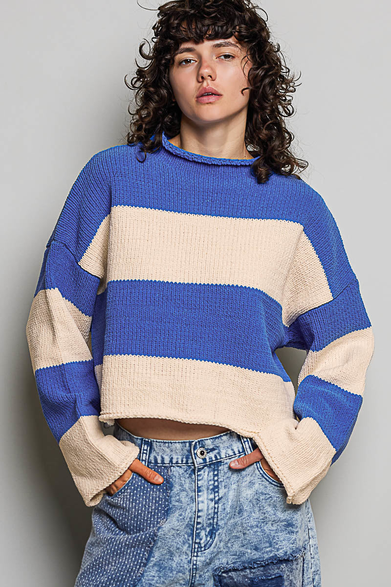 Mock Neck Long Sleeve Roomy Fit Sweater