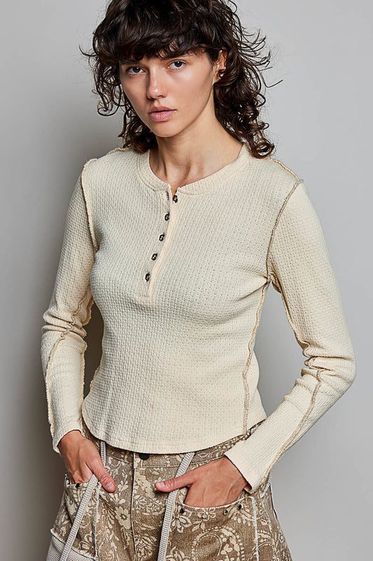 Round Neck Long Sleeve Slim Fit Top
