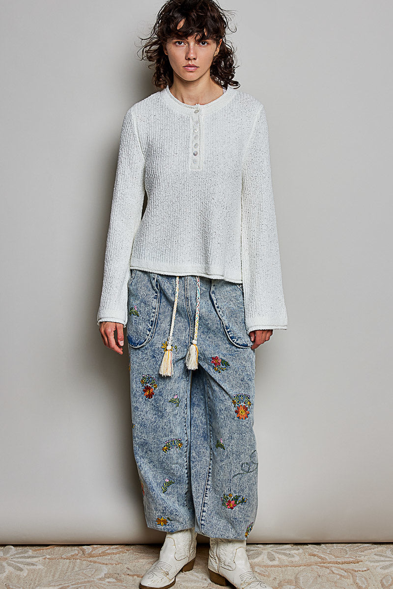 Textured Rib Knit Sweater