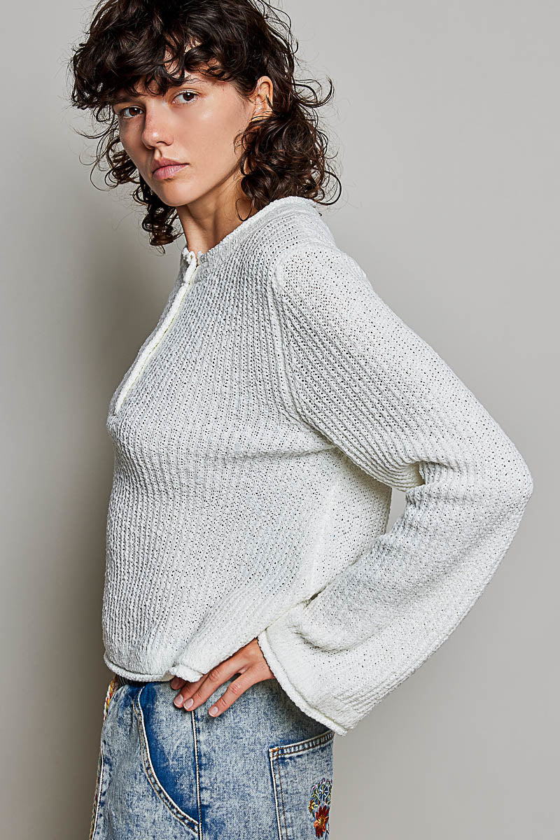 Textured Rib Knit Sweater