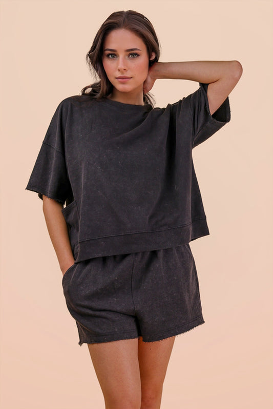 Mineral Washed Knit Casual Short