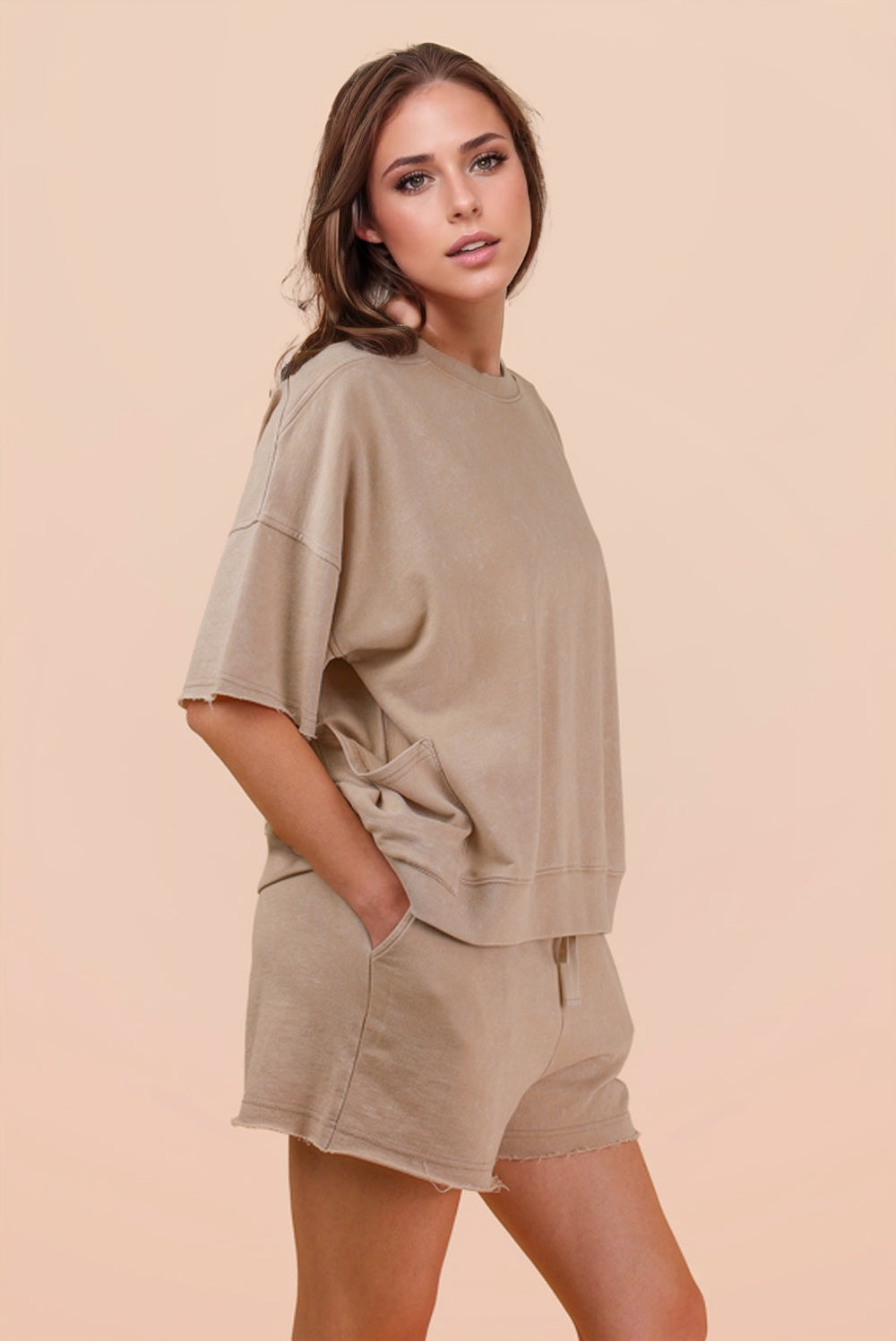 Mineral Washed Knit Casual Top