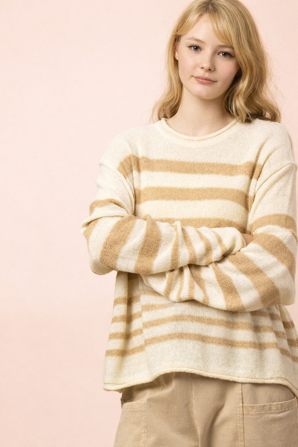 Striped Oversized Knit Summer Sweater Top