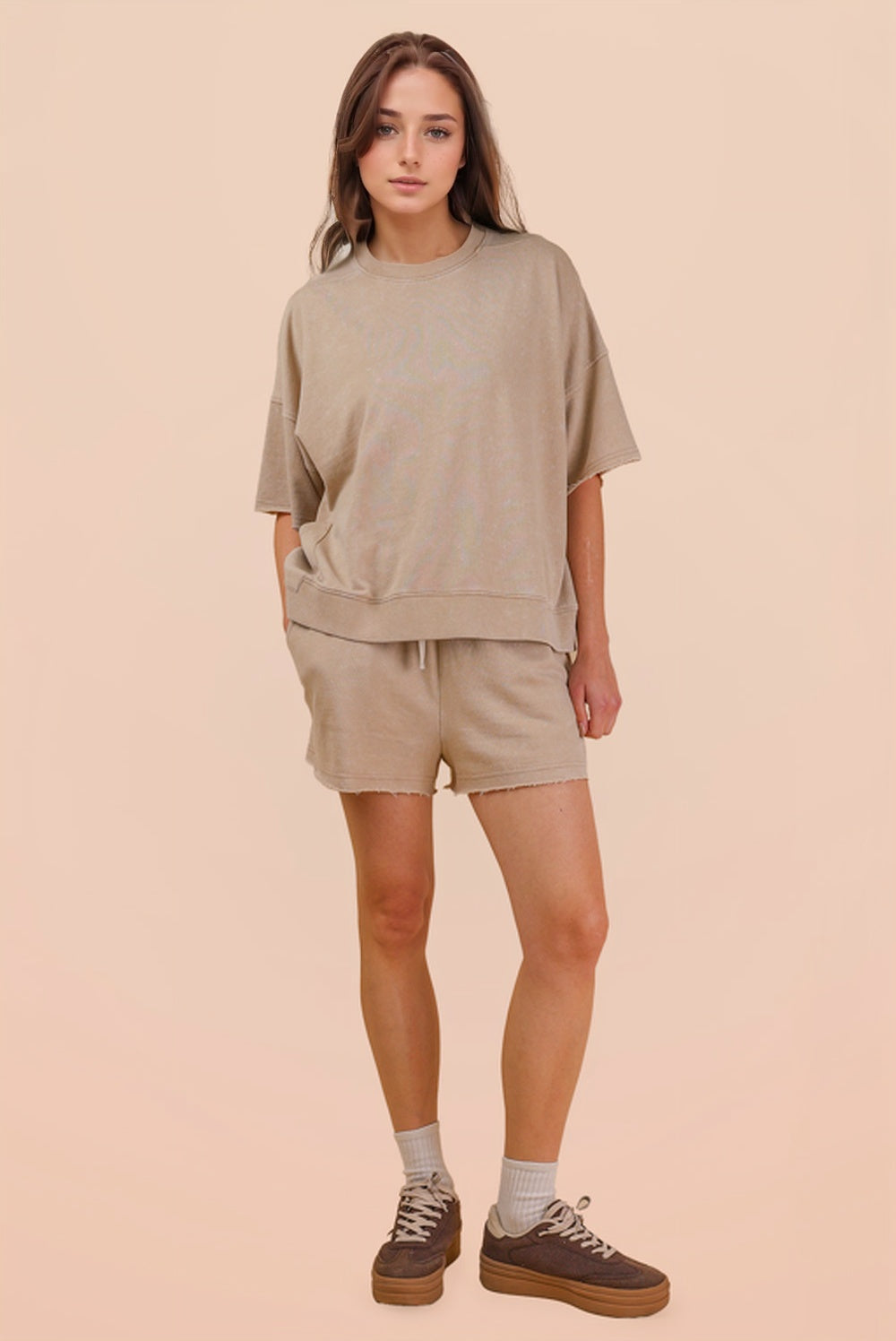 Mineral Washed Knit Casual Top